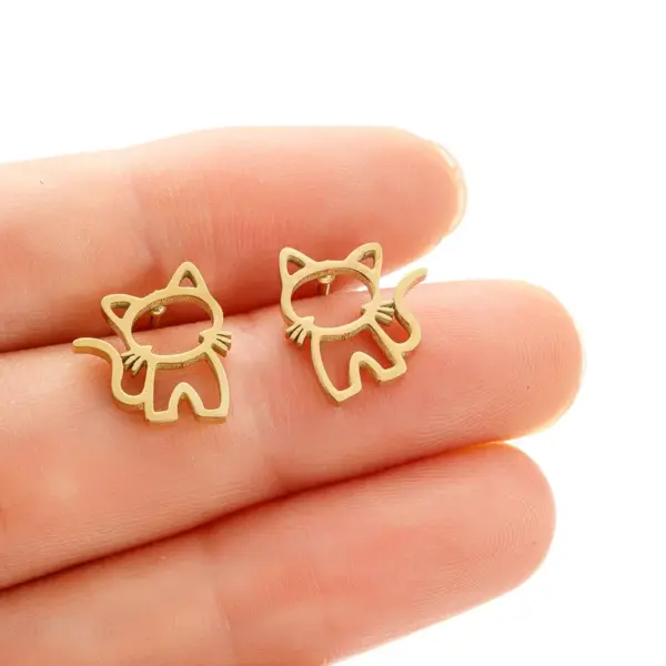 PVD Coated 18K Gold Real Gold Plated Animal 304 Stainless Steel Cute Sweet Waterproof Non Tarnish Ear Studs