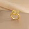 Wholesale Ion Plating (IP) Real Gold Plated Little Bear Stainless Steel Cute Waterproof Non Tarnish Rings Earrings Necklace