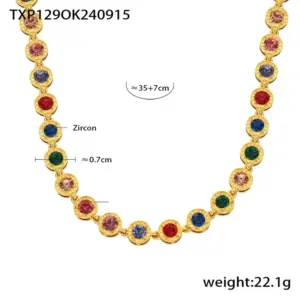 Txp129-Gold Mixed Color Zircon Necklace