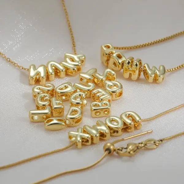 Wholesale Jewelry Basic Letter Letter Copper Brass 14K Gold Plated