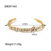 304 Stainless Steel C Shape Geometric PVD Coated Zircon Real Gold Plated Fashion Waterproof Non Tarnish Plating Gold Bangle