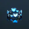 Wholesale Jewelry Sweet Heart Shape Butterfly 201 Stainless Steel Zircon Luminous Inlay Stainless Steel Rings