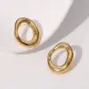 304 Stainless Steel Geometric Circle PVD Coated Stone-Free Real Gold Plated 18K Gold Elegant Simple Style IG Style Waterproof Non Tarnish Gold Silver Ear Studs