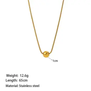 Qyh617 Ball Pull Box Chain Necklace / Gold