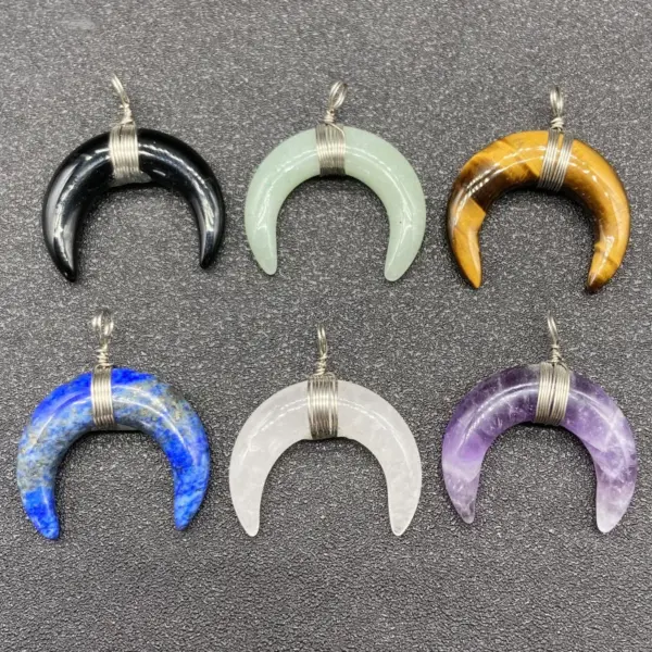 Wholesale Fashion Moon Crystal Polishing Pendant Necklace 1 Piece