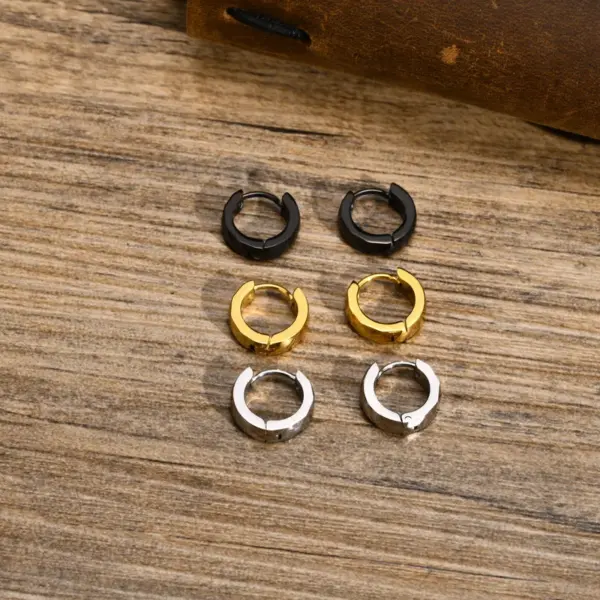 Wholesale PVD Coated Real Gold Plated Solid Color 304 Stainless Steel Casual Classic Style Waterproof Non Tarnish Hoop Earrings