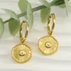 Wholesale 1 Pair Retro Round Inlay 304 Stainless Steel Rhinestones 18K Gold Plated Stainless Steel Earrings