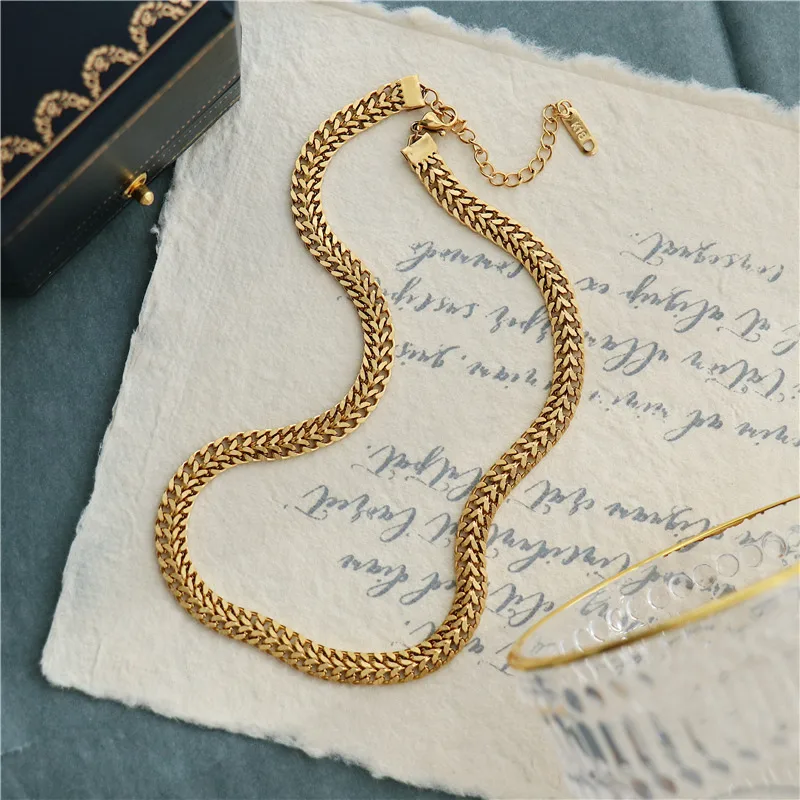 Wholesale Retro Classic Style Solid Color Titanium Steel Plating Bracelets Necklace