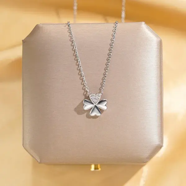 Wholesale 304 Stainless Steel Copper Solid Color Water Plating Zircon White K Plated Elegant Glam Plating Inlay Silver Pendant Necklace