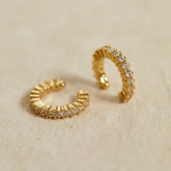 Wholesale Elegant C Shape Inlay Copper Zircon Earrings