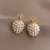 1 Pair Fashion Pineapple Alloy Inlay Artificial Pearls Gold Plated Women's Ear Studs