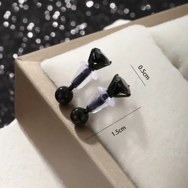 Wholesale 1 Pair Hip-Hop XUPING Punk Solid Color Plating Inlay 304 Stainless Steel Artificial Gemstones 18K Gold Plated Raw Steel Ear Studs