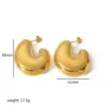 Wholesale PVD Coated Real Gold Plated U Shape 304 Stainless Steel Simple Style Waterproof Non Tarnish Ear Studs