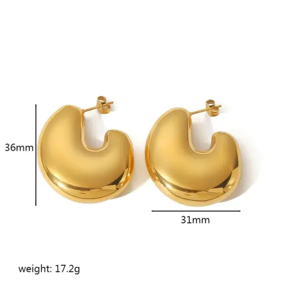 Wholesale PVD Coated Real Gold Plated U Shape 304 Stainless Steel Simple Style Waterproof Non Tarnish Ear Studs