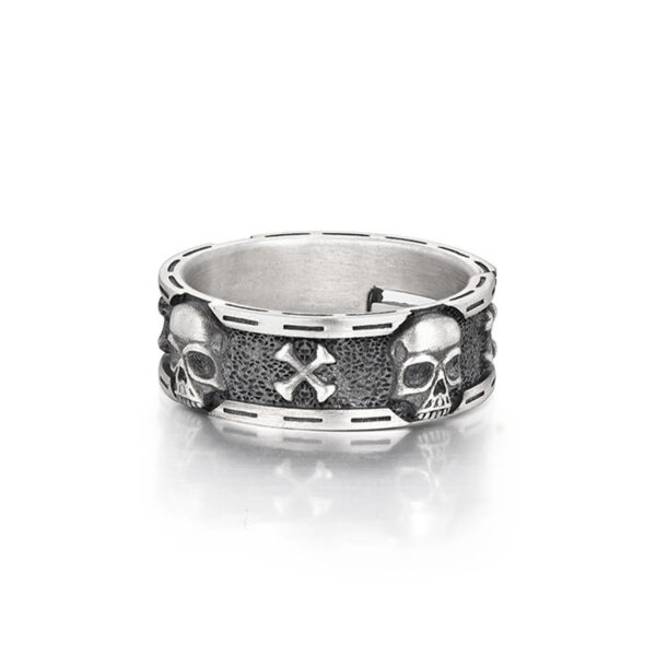 oly-6ecb0d4d708365177e1a25c6d61ed657 Wholesale Ins trendy design sense skull Thai silver ring men's niche retro personality hip-hop index finger ring