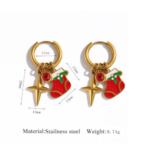Sock cross rhinestone earrings