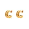 PVD Coated Real Gold Plated 18K Gold C Shape 304 Stainless Steel Fashion Waterproof Non Tarnish Hoop Earrings