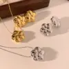 PVD Coated Real Gold Plated 16K Gold White Gold Plated Gold Plating Flower 304 Stainless Steel Casual Sweet Waterproof Non Tarnish Earrings Necklace
