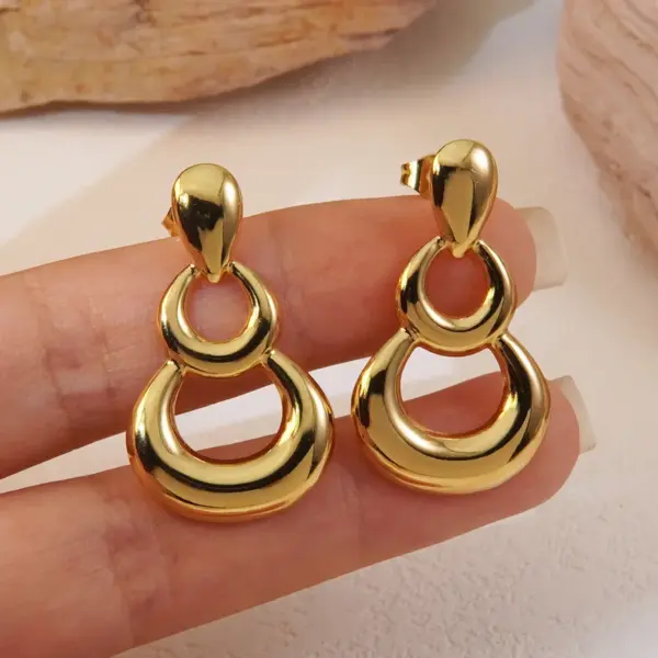 1 Pair Vintage Style Classic Style Circle 304 Stainless Steel Imitation Gold Electroplating Ear Studs