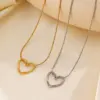 Wholesale PVD Coated 18K Gold Plated Heart Shape 304 Stainless Steel Simple Style Classic Style Commute Waterproof Non Tarnish 304 Stainless Steel Pendant Necklace