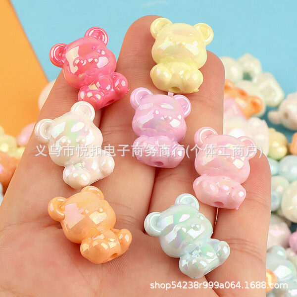 Wholesale Macaron Colorful 17mm Bear Straight Hole Beads DIY Mobile Phone Chain Beaded Material Jewelry Beaded Material Beads