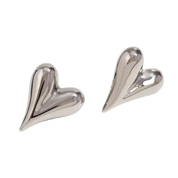 Cross-border Titanium Steel Love Earrings Vacuum Plating Gold Simple Fashion Niche Design Women's Water Drop Heart-shaped Earrings
