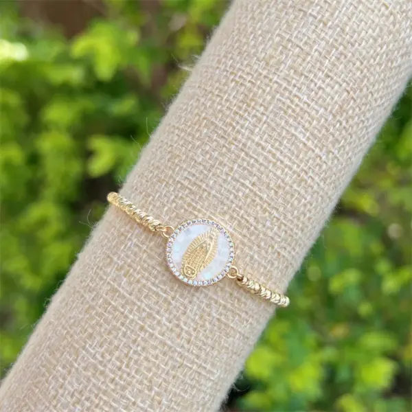 Wholesale Copper 18K Gold Plated Plating Human Virgin Mary Zircon Bracelets