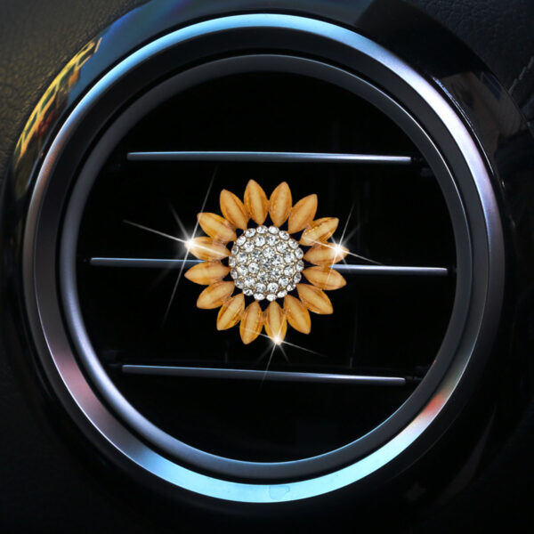 Wholesale Rhinestone sunflower car vent perfume diffuser clip sunflower car interior air conditioning decorations