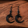 Wholesale Punk dark stitching crescent pendant earrings