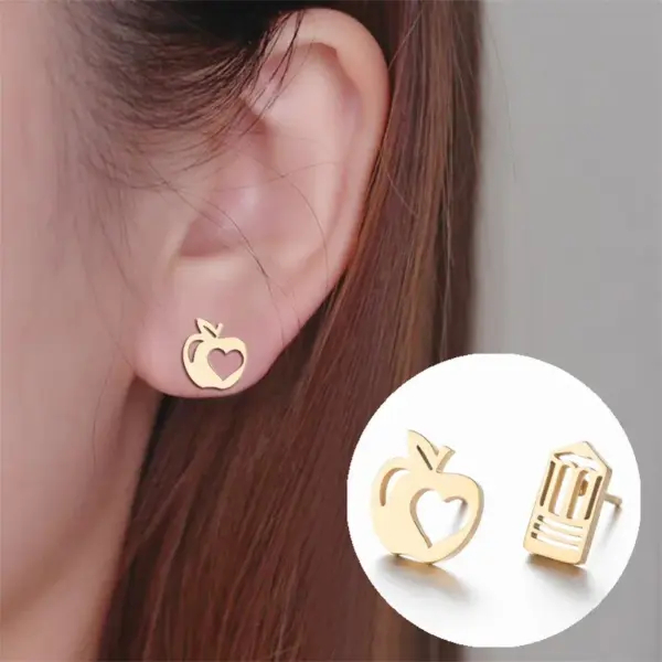 PVD Coated Real Gold Plated Ft Stainless Steel Retro Waterproof Non Tarnish Ear Studs