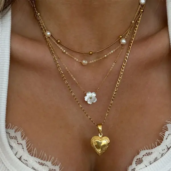 18K Real Gold Plated 304 Stainless Steel Freshwater Pearl Ion Plating (IP) Geometric Plating Casual Lady Simple Style Necklace For Women's