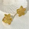 Wholesale PVD Coated Real Gold Plated 14K Gold Flower 304 Stainless Steel Vintage Style Waterproof Non Tarnish Open Ring