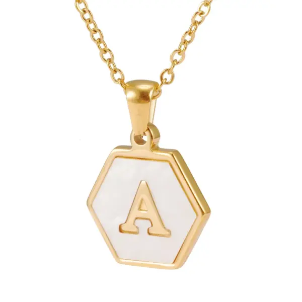 Wholesale Jewelry Fashion Hexagon 304 Stainless Steel Shell 18K Gold Plated Plating Stainless Steel Necklaces