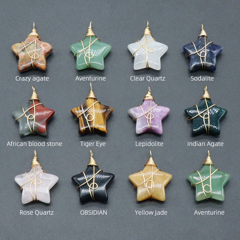 Wholesale Retro Pentagram Natural Stone Jewelry Accessories 1 Piece