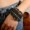 Wholesale Vintage wooden and stone beaded 7-piece bracelet