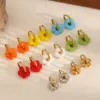 Wholesale PVD Coated Real Gold Plated 18K Gold Flower 304 Stainless Steel IG Style Sweet Waterproof Non Tarnish Earrings