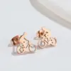 Wholesale PVD Coated 18K Gold Real Gold Plated Bicycle 304 Stainless Steel Original Design Waterproof Non Tarnish Ear Studs