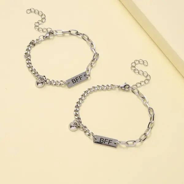 Wholesale 1 Pair Fashion Letter Stainless Steel Handmade Bracelets