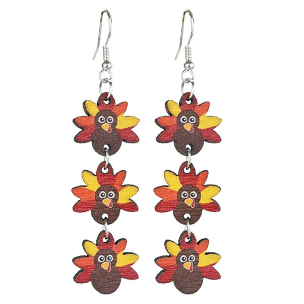 oly-6f09cd1e04c0e4720f3dbd77872b0daf Wholesale Thanksgiving Wooden Turkey Pumpkin Maple Leaf Earrings