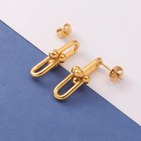 Wholesale 304 Stainless Steel U Shape PVD Coated 18K Real Gold Plated Real Gold Plated Simple Style Waterproof Non Tarnish Plating Ear Studs