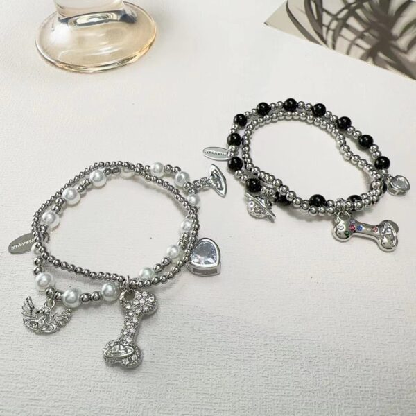 Wholesale Multi-layer pearl bead chain bracelet Diamond bone inlaid zirconium love bracelet niche design sweet cool all-match bracelet