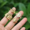 Wholesale Fashion Inlaid Zircon Virgin Mary Copper Zircon Geometric Ring