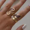 Wholesale Gold Plated Stainless Steel Ring Leopard Print Adjustable Size Vacuum Electroplating 18K Gold Adult Women Artistic Jewelry