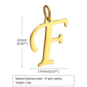 Gold (Single Pendant without Chain) / Letter F