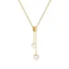 Zircon Circle White Shell Necklace Square Love Clavicle Chain Korean Necklace Titanium Steel Necklace