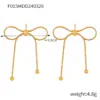 Wholesale 304 Stainless Steel Bow Knot PVD Coated Real Gold Plated IG Style Simple Style Waterproof Non Tarnish Gold Silver Earrings Necklace