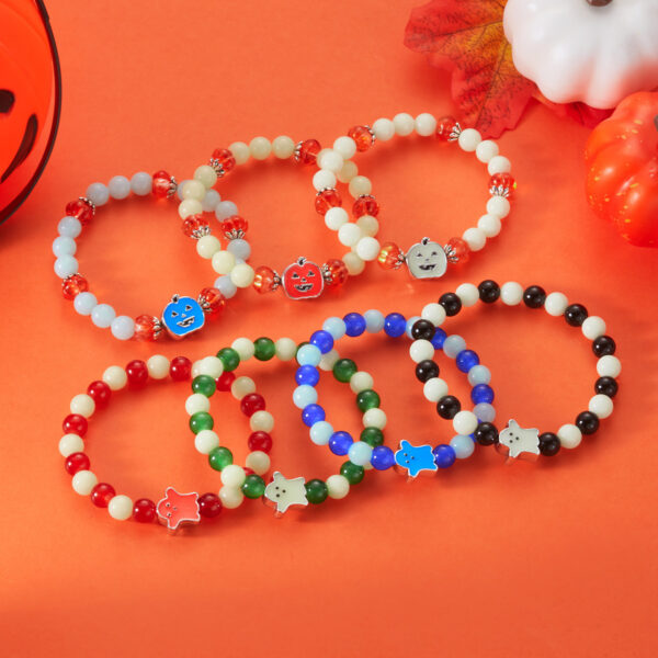 Wholesale New European and American cross-border Halloween ghost pumpkin bracelet, versatile, quirky, party, festival, glow-in-the-dark beaded bracelet