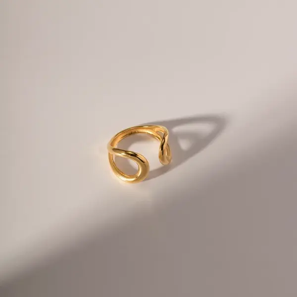 Wholesale Jewelry IG Style Asymmetrical 304 Stainless Steel PVD Coated Plating Open Rings