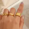 PVD Coated Real Gold Plated 18K Gold Letter Number 304 Stainless Steel Simple Style Waterproof Non Tarnish Rings