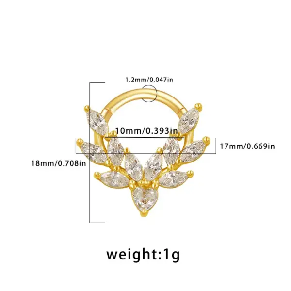 1 Piece 316 Stainless Steel Alloy Rhinestones Nose Rings & Studs Star Rose White Gold Plated Gold Plated Nose Rings & Studs Unisex